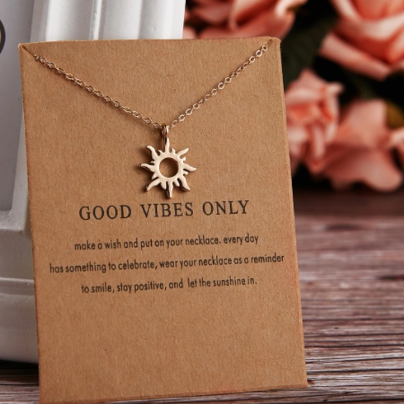 Urban Outfitters Jewelry - Good Vibe Only Indie Boho Cute Charm Gold Necklace